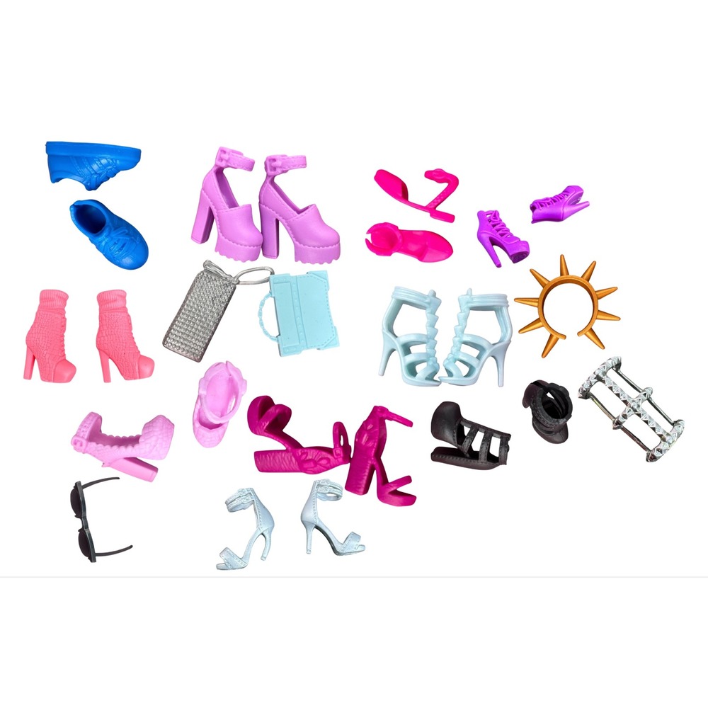 Mattel Barbie Doll High Heel Shoes & Accessory Lot Strappy‎ Sandals Glasses